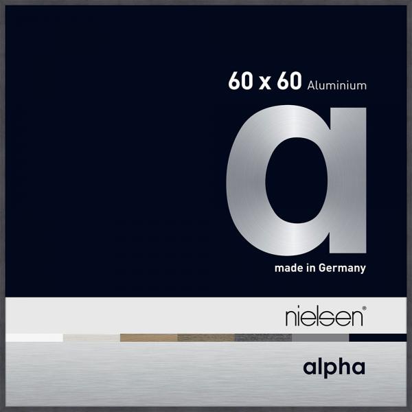 Alu Bilderrahmen Alpha 60x60 cm | Grau (furnierte Oberfläche) | Normalglas