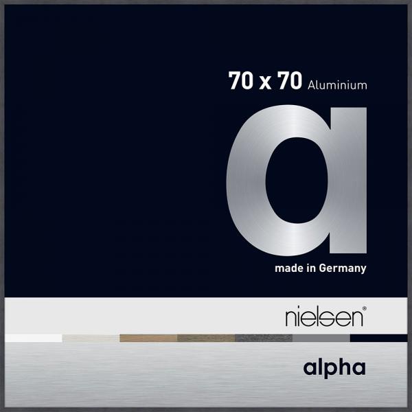 Alu Bilderrahmen Alpha 70x70 cm | Grau (furnierte Oberfläche) | Normalglas