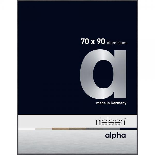 Alu Bilderrahmen Alpha 70x90 cm | Grau (furnierte Oberfläche) | Normalglas