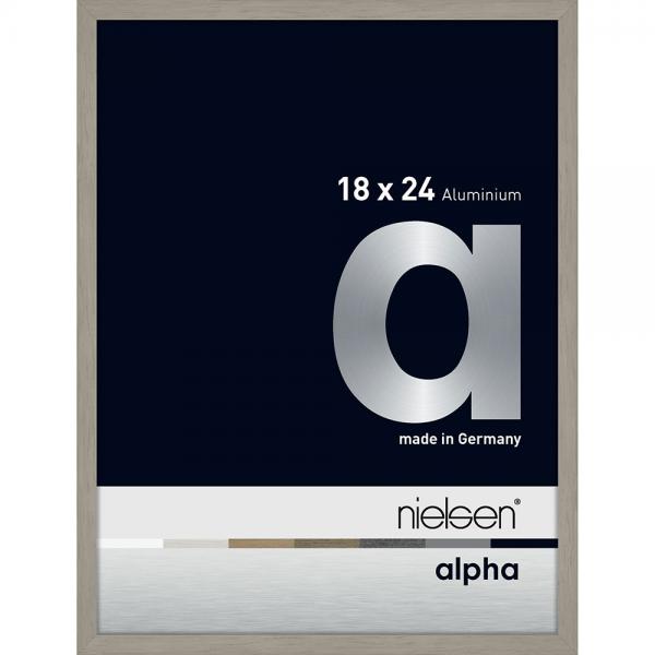 Alu Bilderrahmen Alpha 18x24 cm | Hellgrau (furnierte Oberfläche) | Normalglas