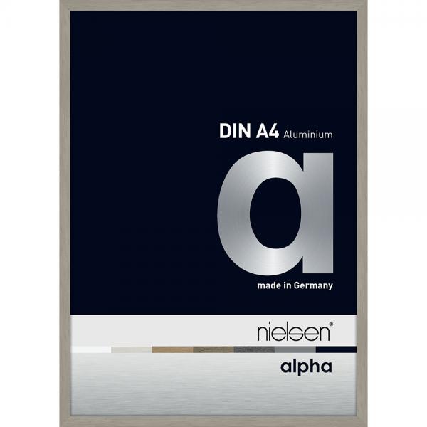 Alu Bilderrahmen Alpha 21x29,7 cm (A4) | Hellgrau (furnierte Oberfläche) | Normalglas