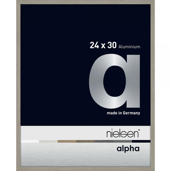Alu Bilderrahmen Alpha 24x30 cm | Hellgrau (furnierte Oberfläche) | Normalglas