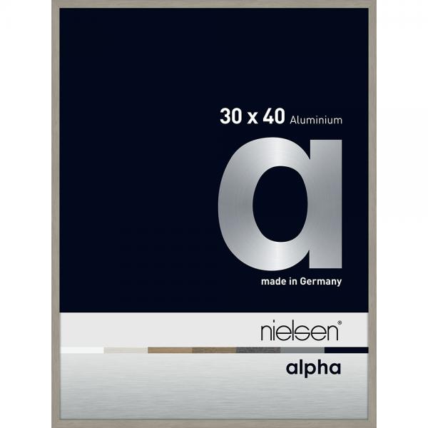 Alu Bilderrahmen Alpha 30x40 cm | Hellgrau (furnierte Oberfläche) | Normalglas