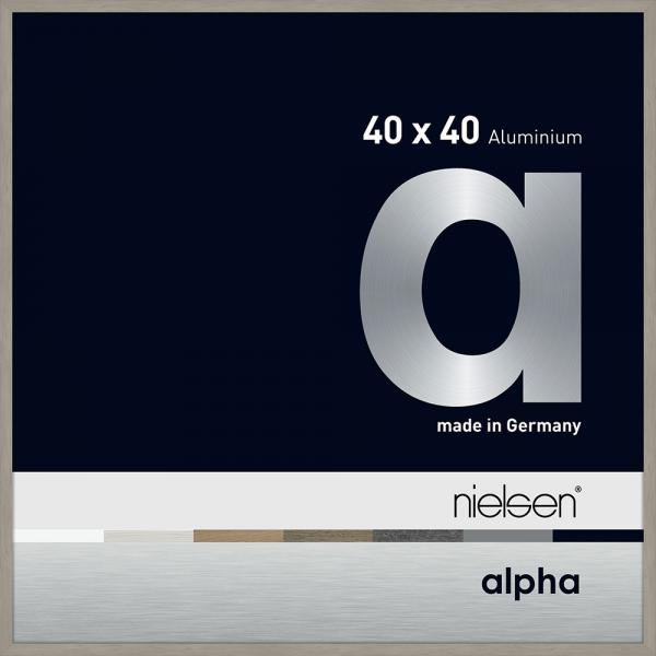 Alu Bilderrahmen Alpha 40x40 cm | Hellgrau (furnierte Oberfläche) | Normalglas