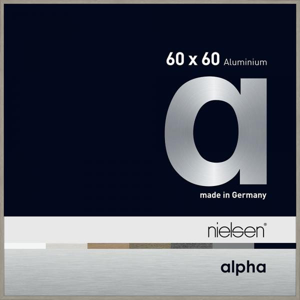 Alu Bilderrahmen Alpha 60x60 cm | Hellgrau (furnierte Oberfläche) | Normalglas