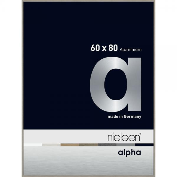 Alu Bilderrahmen Alpha 60x80 cm | Hellgrau (furnierte Oberfläche) | Normalglas