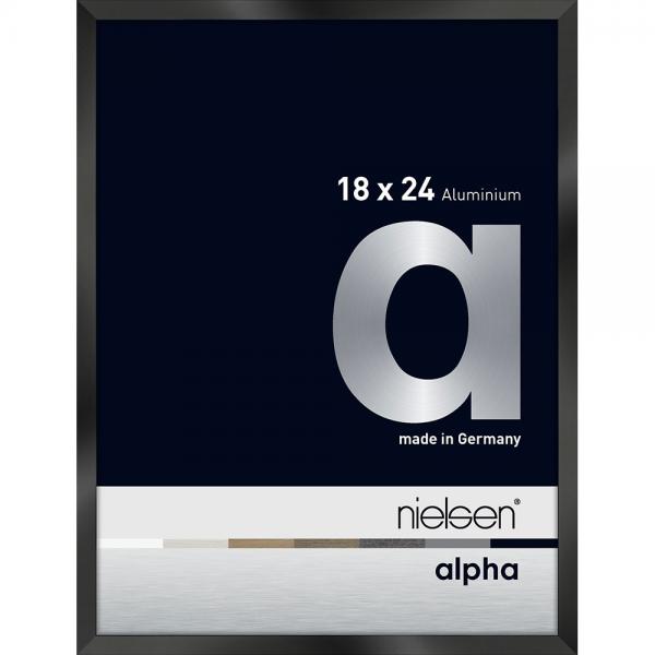 Alu Bilderrahmen Alpha 18x24 cm | Schwarz glanz eloxiert | Normalglas