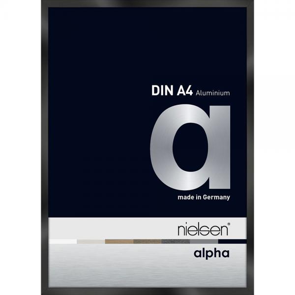 Alu Bilderrahmen Alpha 21x29,7 cm (A4) | Schwarz glanz eloxiert | Normalglas
