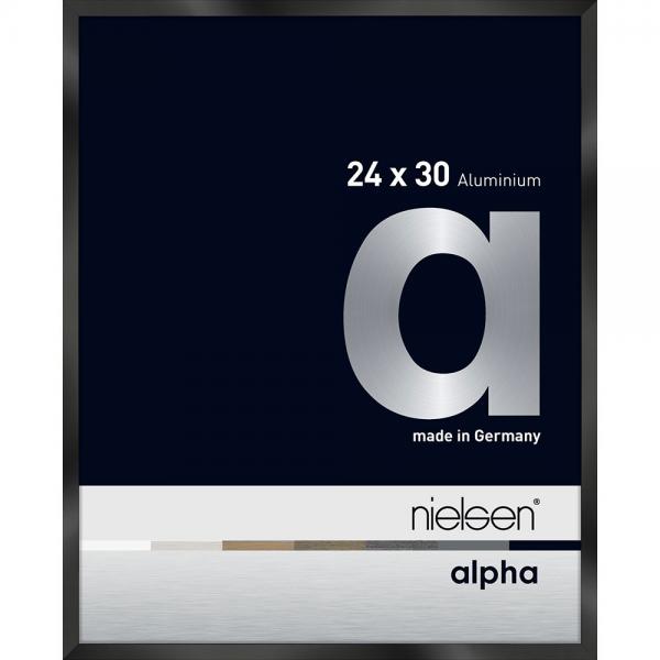 Alu Bilderrahmen Alpha 24x30 cm | Schwarz glanz eloxiert | Normalglas