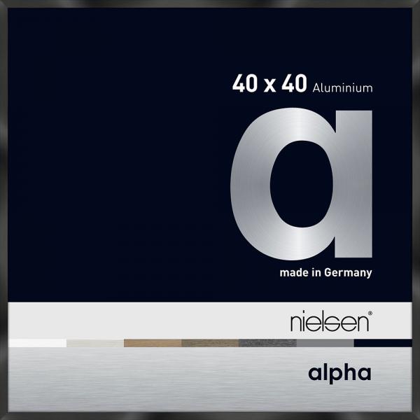 Alu Bilderrahmen Alpha 40x40 cm | Schwarz glanz eloxiert | Normalglas