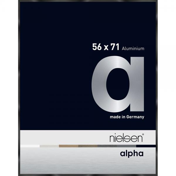 Alu Bilderrahmen Alpha 56x71 cm | Schwarz glanz eloxiert | Normalglas