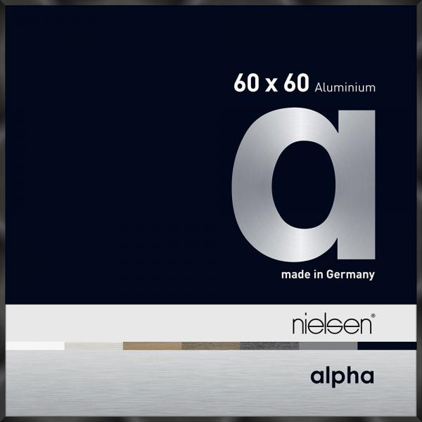 Alu Bilderrahmen Alpha 60x60 cm | Schwarz glanz eloxiert | Normalglas