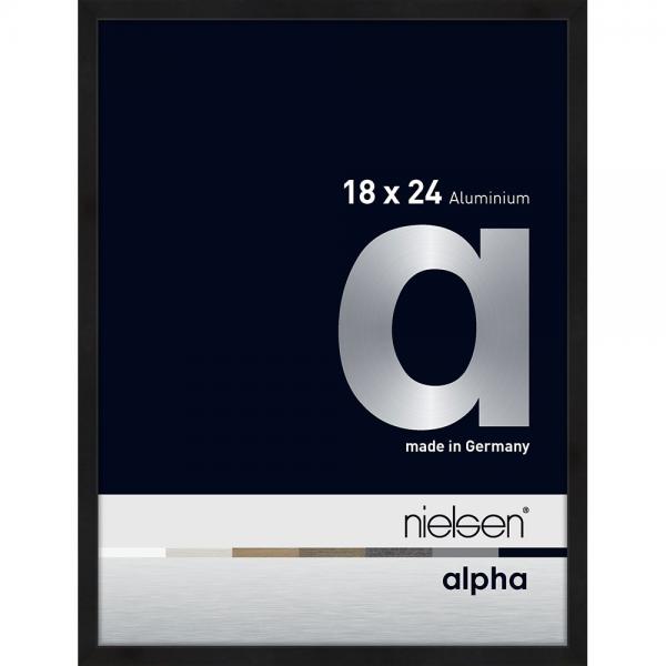 Alu Bilderrahmen Alpha 18x24 cm | Schwarz matt eloxiert | Normalglas
