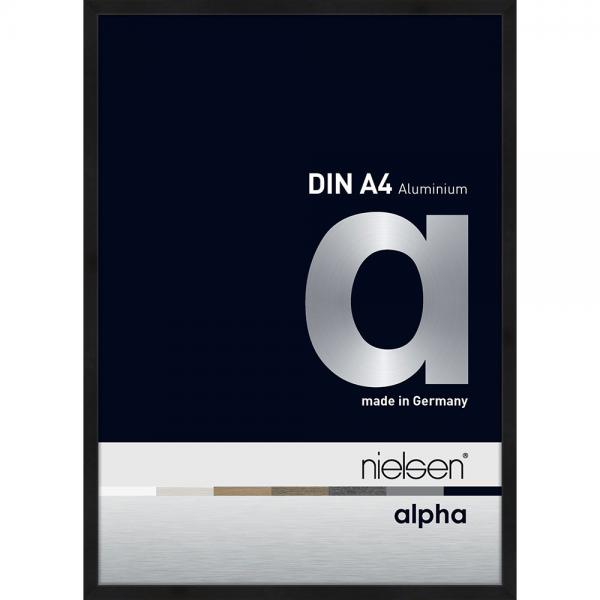 Alu Bilderrahmen Alpha 21x29,7 cm (A4) | Schwarz matt eloxiert | Normalglas
