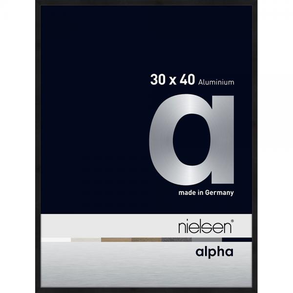 Alu Bilderrahmen Alpha 30x40 cm | Schwarz matt eloxiert | Normalglas