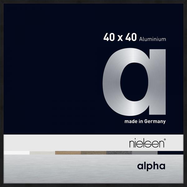Alu Bilderrahmen Alpha 40x40 cm | Schwarz matt eloxiert | Normalglas