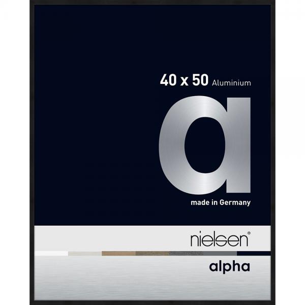 Alu Bilderrahmen Alpha 40x50 cm | Schwarz matt eloxiert | Normalglas
