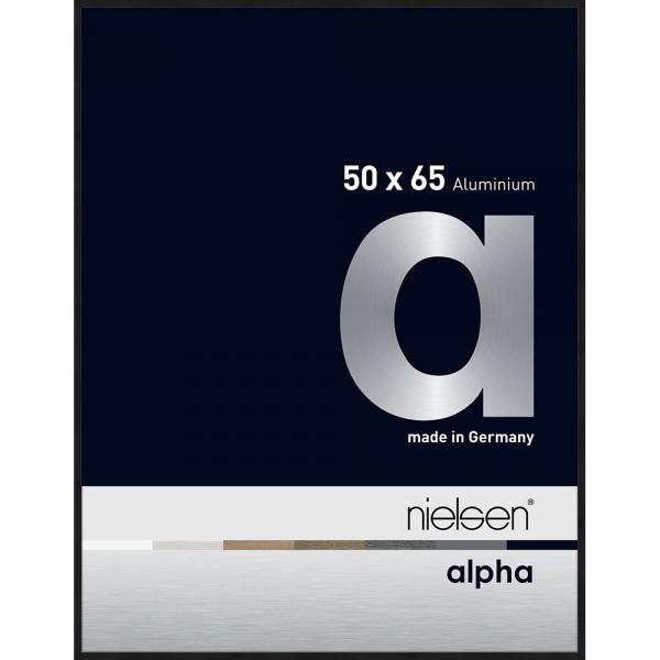 Alu Bilderrahmen Alpha 50x65 cm | Schwarz matt eloxiert | Normalglas