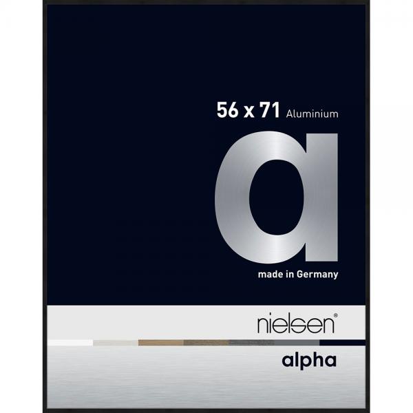 Alu Bilderrahmen Alpha 56x71 cm | Schwarz matt eloxiert | Normalglas