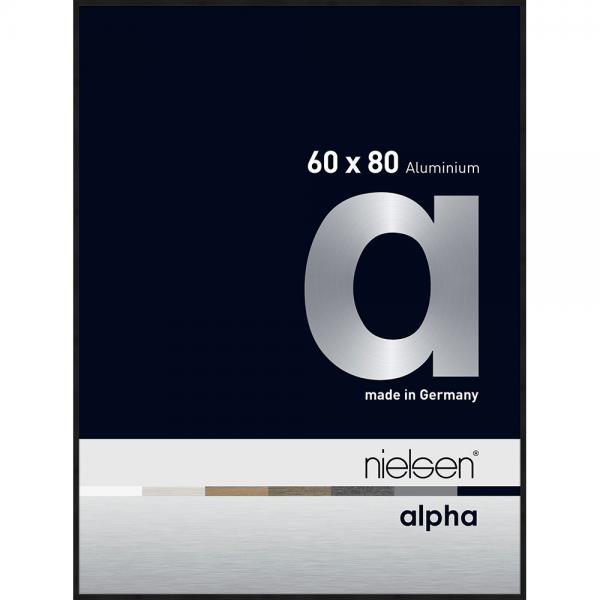 Alu Bilderrahmen Alpha 60x80 cm | Schwarz matt eloxiert | Normalglas