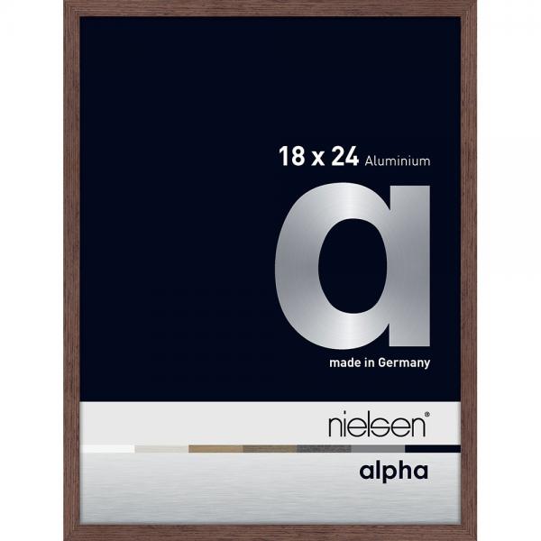 Alu Bilderrahmen Alpha 18x24 cm | Wenge hell (furnierte Oberfläche) | Normalglas