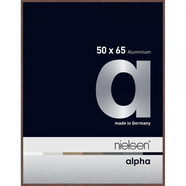 Alu Bilderrahmen Alpha 50x65 cm | Wenge hell (furnierte Oberfläche) | Normalglas