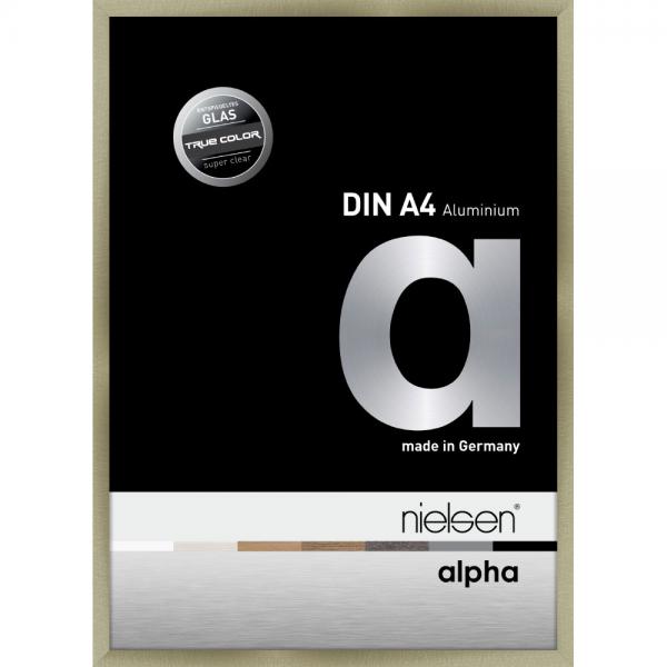 Alu Bilderrahmen Profil alpha 21x29,7 cm (A4) | Brushed Edelstahl | Normalglas