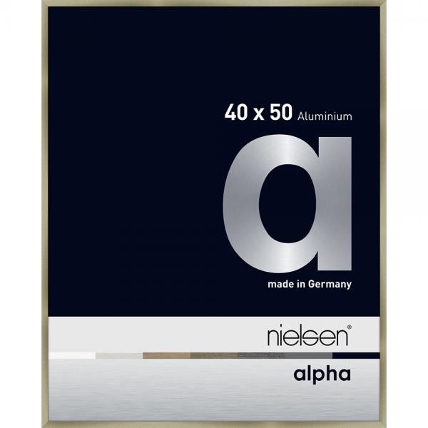 Alu Bilderrahmen Profil alpha 40x50 cm | Brushed Edelstahl | Normalglas
