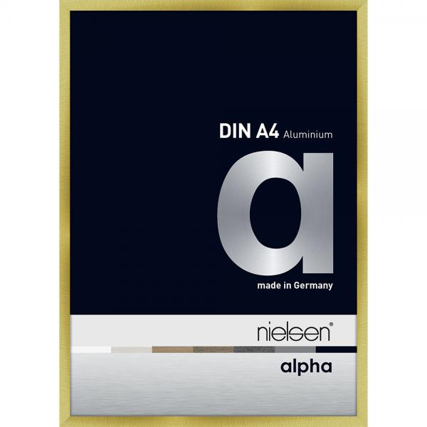 Alu Bilderrahmen Profil alpha 21x29,7 cm (A4) | Brushed Gold | Normalglas