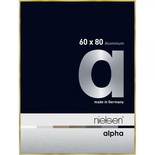 Alu Bilderrahmen Profil alpha 60x80 cm | Brushed Gold | Normalglas