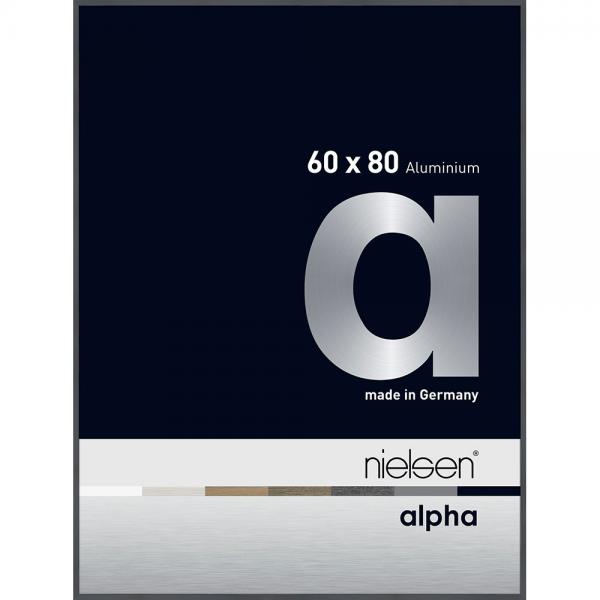 Alu Bilderrahmen Profil alpha 60x80 cm | Dunkelgrau glanz | Normalglas
