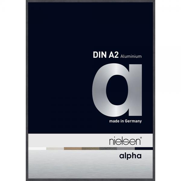 Alu Bilderrahmen Profil alpha 42x59,4 cm (A2) | Grau (furnierte Oberfläche) | Normalglas