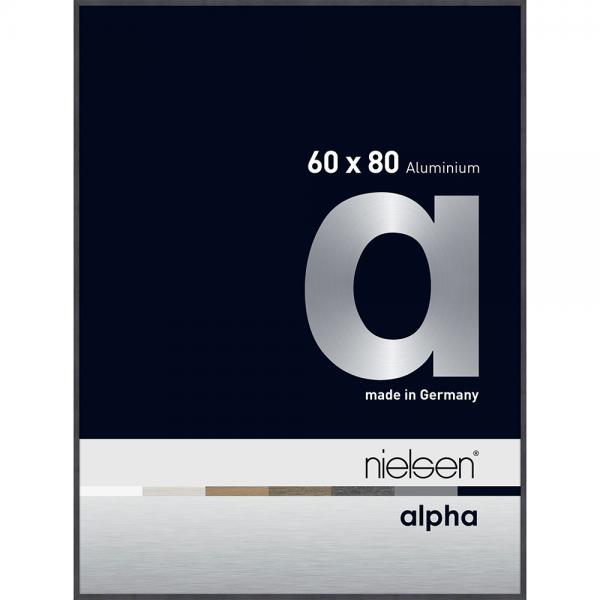 Alu Bilderrahmen Profil alpha 60x80 cm | Grau (furnierte Oberfläche) | Normalglas
