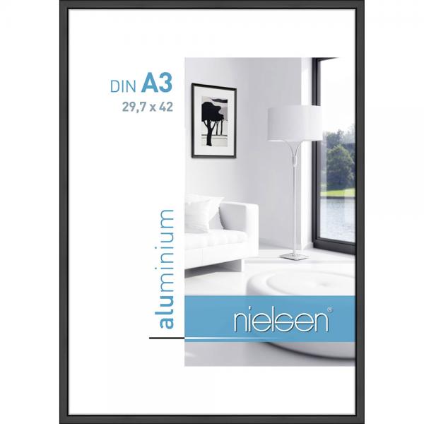 Alu Bilderrahmen Classic 29,7x42 cm (A3) | Schwarz matt | Normalglas