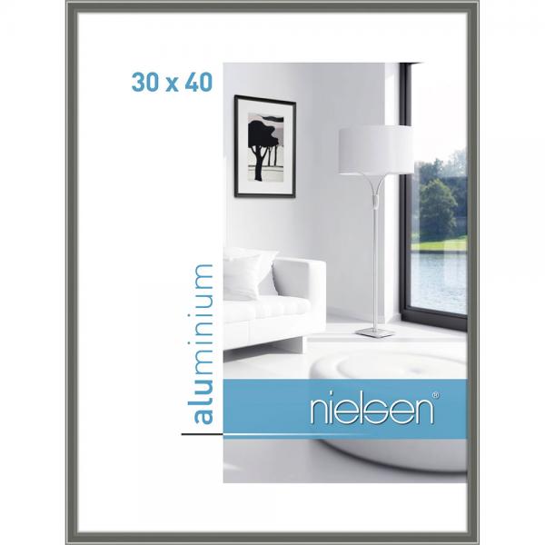 Alu Bilderrahmen Classic 30x40 cm | Contrastgrau | Normalglas
