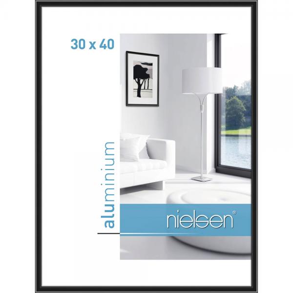 Alu Bilderrahmen Classic 30x40 cm | Eloxiert Schwarz | Normalglas