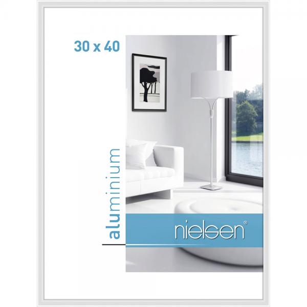 Alu Bilderrahmen Classic 30x40 cm | Weiß glanz | Normalglas