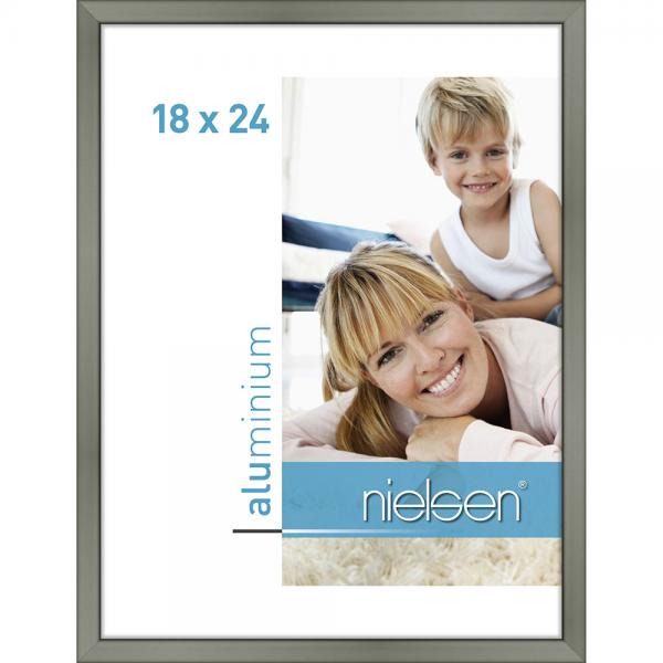 Alu Bilderrahmen Classic 18x24 cm | Platin | Normalglas
