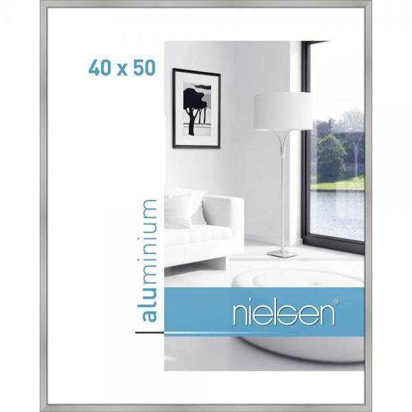 Alu Bilderrahmen Classic 40x50 cm | Silber matt | Normalglas