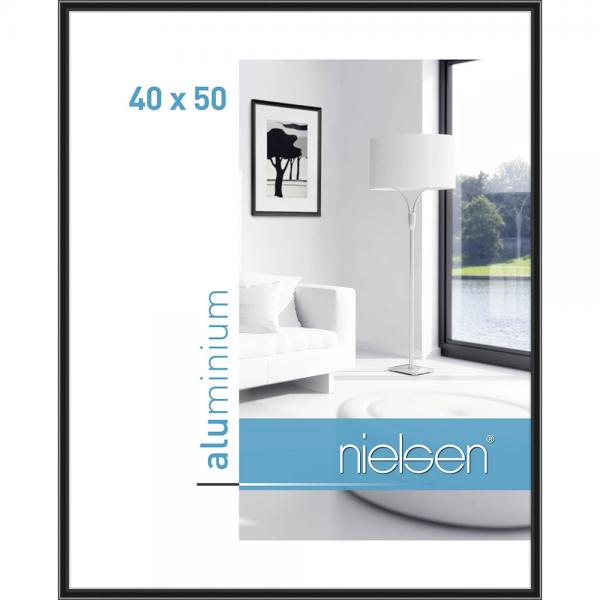 Alu Bilderrahmen Classic 40x50 cm | Eloxiert Schwarz | Normalglas