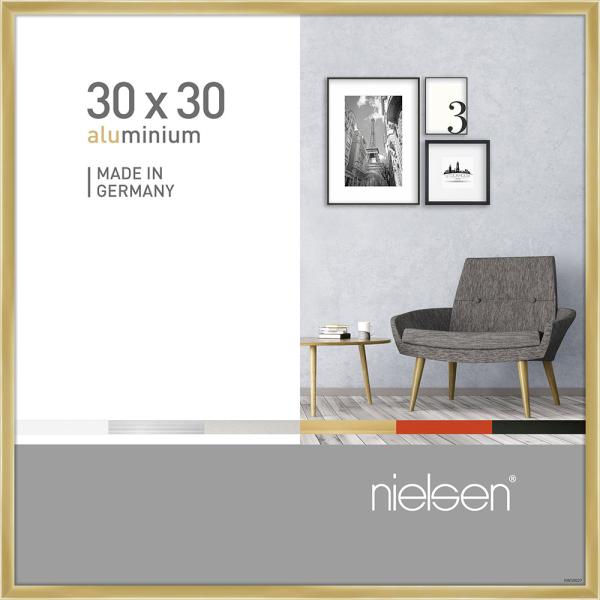 Alu Bilderrahmen Pixel 30x30 cm | Gold glanz | Normalglas