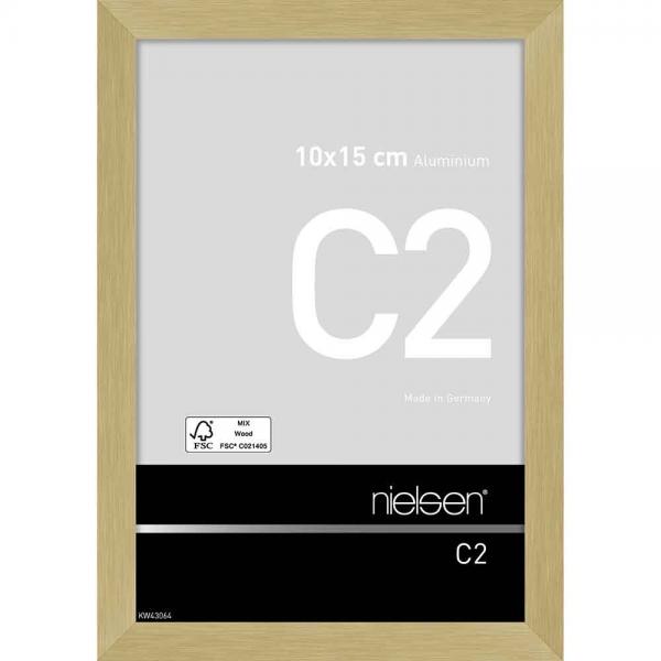 Alu Bilderrahmen C2 10x15 cm | Struktur Gold matt | Normalglas