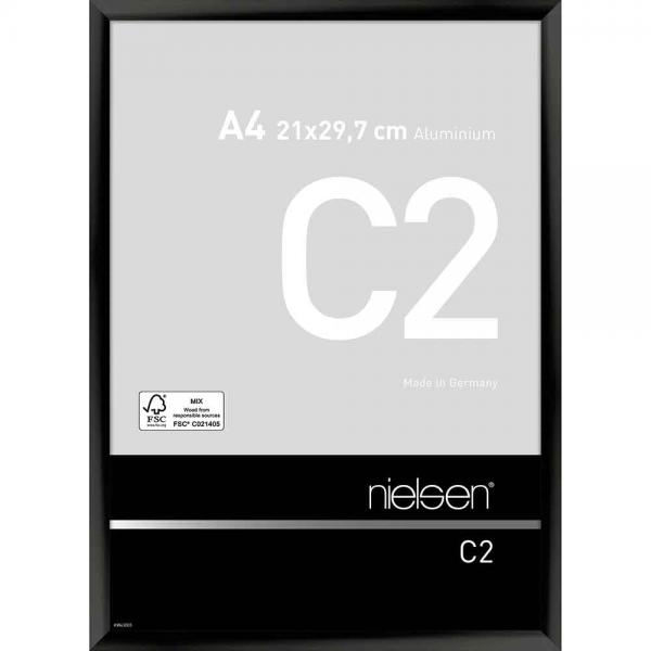 Alu Bilderrahmen C2 21x29,7 cm (A4) | Eloxal Schwarz glanz | Normalglas