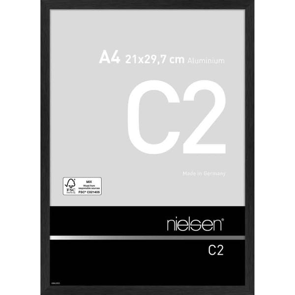 Alu Bilderrahmen C2 21x29,7 cm (A4) | Struktur Schwarz matt | Normalglas