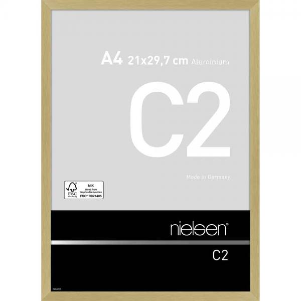 Alu Bilderrahmen C2 21x29,7 cm (A4) | Struktur Gold matt | Normalglas