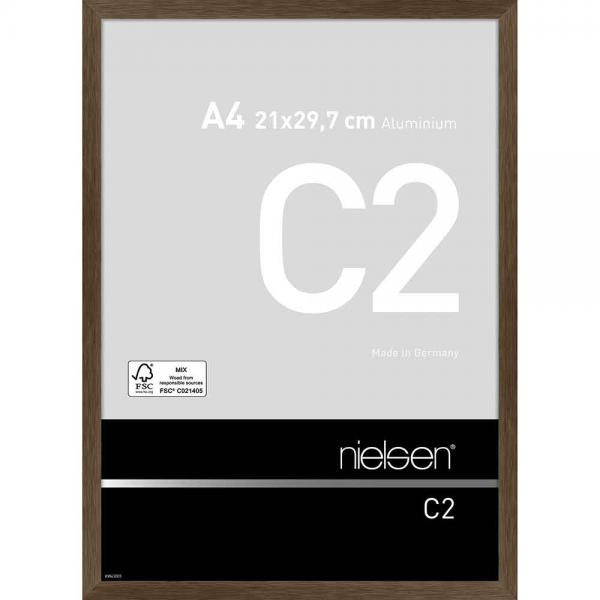 Alu Bilderrahmen C2 21x29,7 cm (A4) | Struktur Walnuss matt | Normalglas