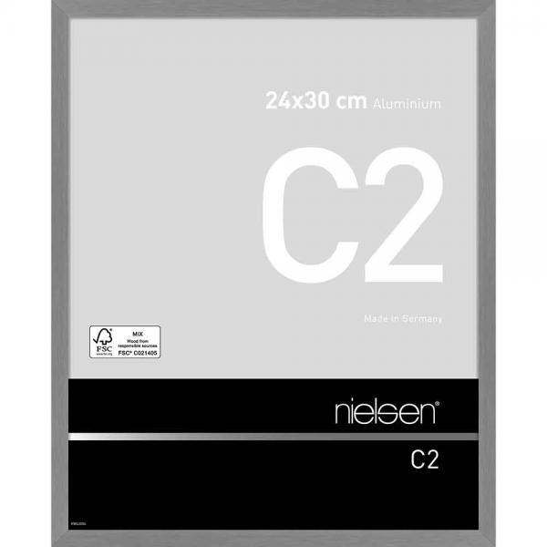 Alu Bilderrahmen C2 24x30 cm | Struktur Grau matt | Normalglas