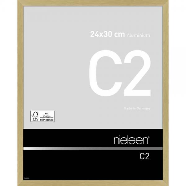 Alu Bilderrahmen C2 24x30 cm | Struktur Gold matt | Normalglas