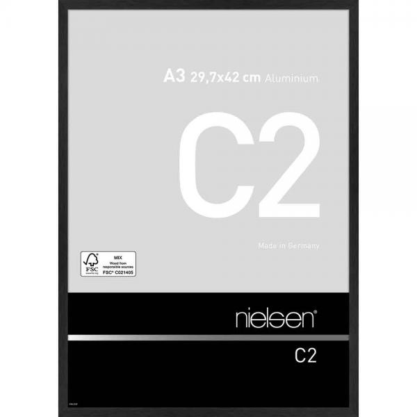 Alu Bilderrahmen C2 29,7x42 cm (A3) | Struktur Schwarz matt | Normalglas