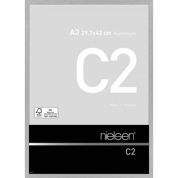Alu Bilderrahmen C2 29,7x42 cm (A3) | Struktur Silber matt | Normalglas